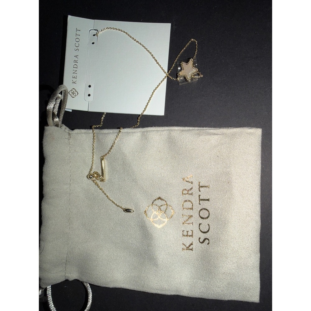 Kendra Scott Jaelyn Star Pendant Necklace Adjustable Gold Tone Drusy Celestial